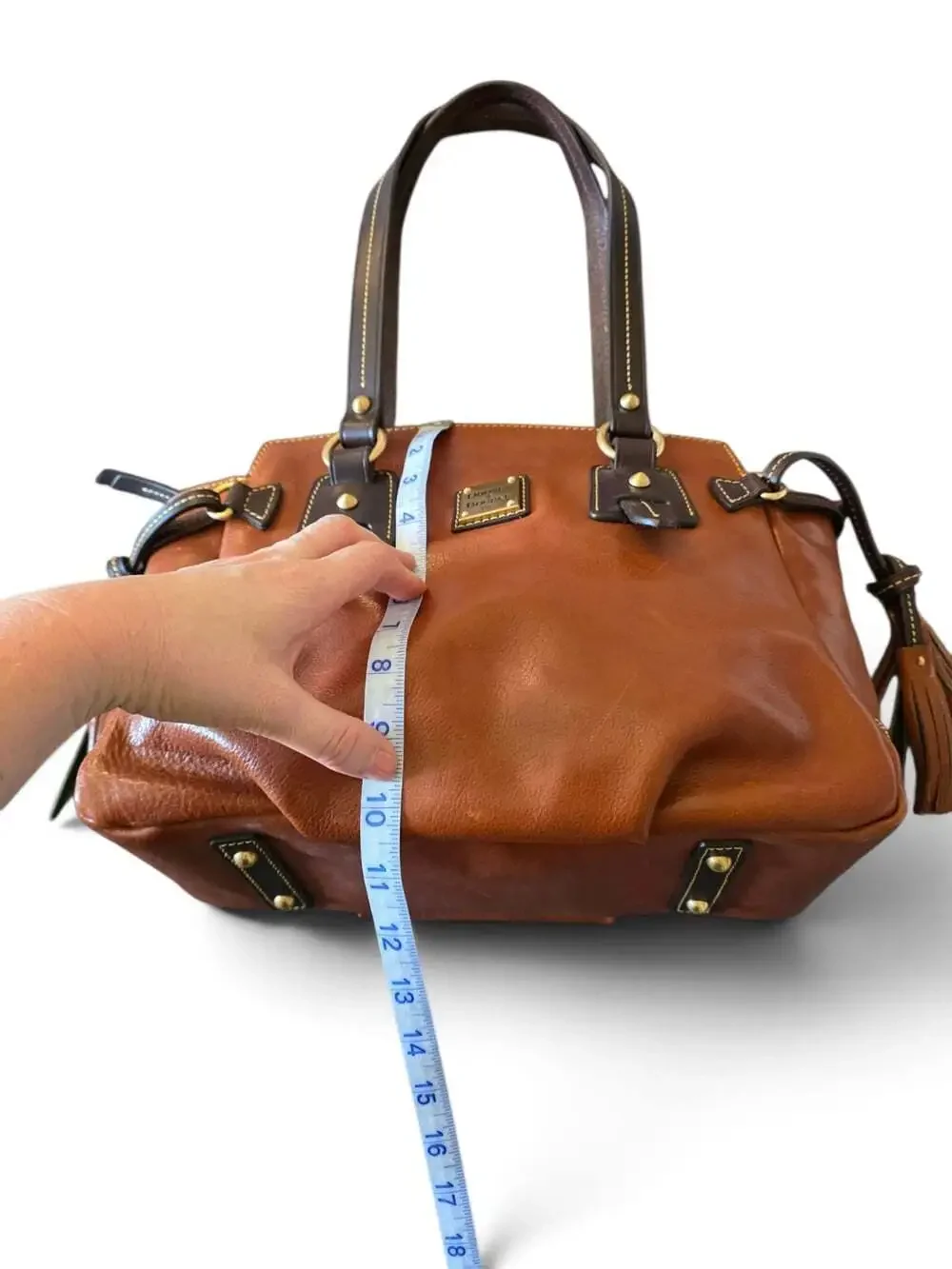Dooney & Bourke Toledo Leather Winged Satchel Brown Tassel Shoulder Bag HTF